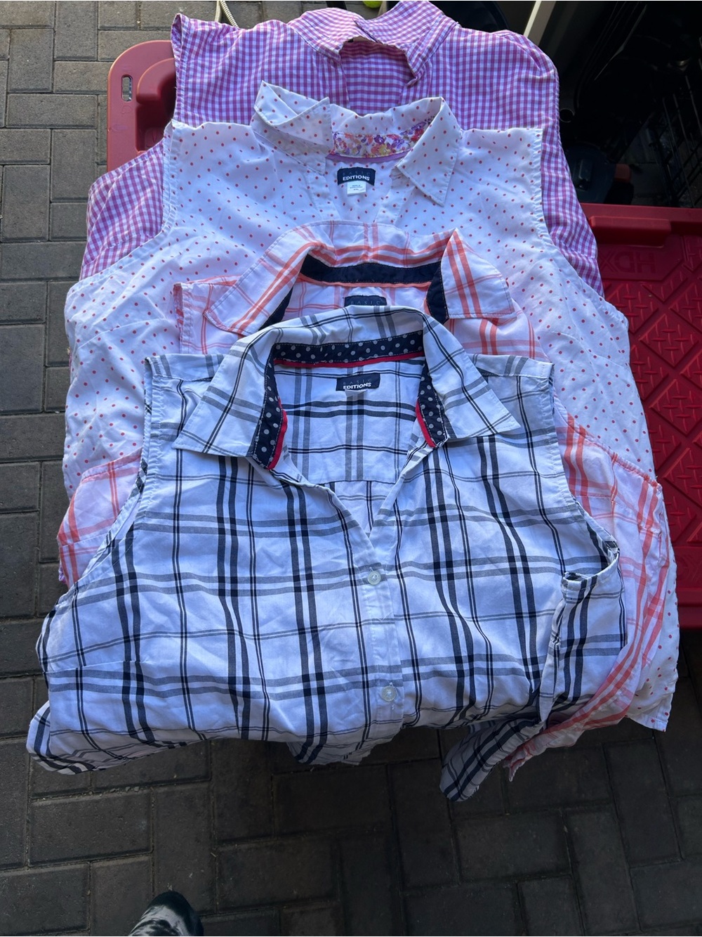Basic Editions White & Black Plaid Crop Button-Up Top